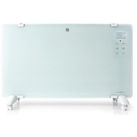 NEDIS Wi-Fi chytré konvekční topné těleso/ termostat/ skleněný přední panel/ IP24/ výkon 2000 W/ bílé