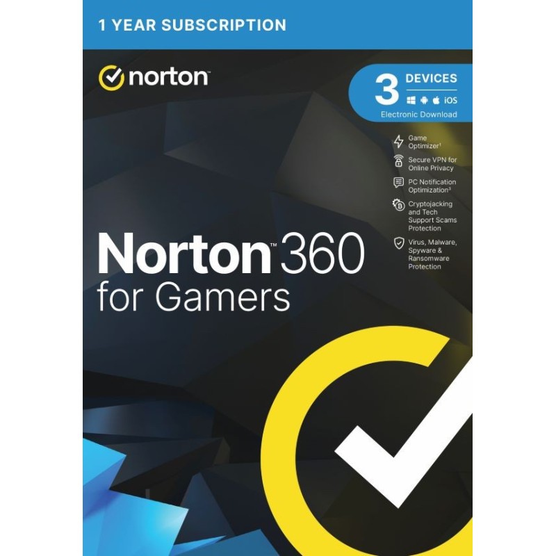 NORTON 360 FÜR GAMER 50 GB CZ 1 BENUTZER 3 GERÄTE FÜR 12 MONATE - ELEKTRONISCHE LIZENZ