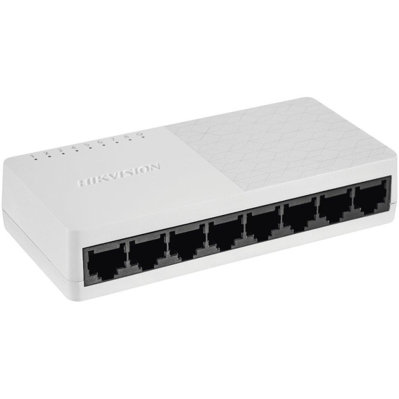 HIKVISION switch DS-3E0108D-O/ 8x port/ 10/100 Mbps RJ45 ports/ 1.6 Gbps/ napájení 5 VDC, 0.6 A