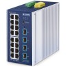 Planet IGS-4215-16T4X industrial L2/L4 switch, 16x1Gb, 4x10Gb SFP+, -40~75°C, 9-48VDC, IP30, fanless