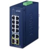 Planet IFGS-1222TF industrial L2 switch, 8x 10/100TX, 2x 1Gb, 2x 1Gb SFP, -40~75°C, 9-48VDC, IP30, fanless, RING