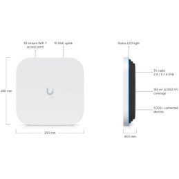 Ubiquiti UniFi E7 - Wi-Fi 7 AP, 2.4/5/6GHz, až 20,8 Gbps, 1x 10GbE, 1x GbE, PoE++ (bez PoE injektoru)