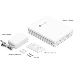 TP-Link EAP650-Desktop Omada AX3000 stolní AP DualBand Wi-Fi 6, 574Mbps 2.4 GHz + 2402 Mbps 5 GHz, 4x GLAN, PoE in+out