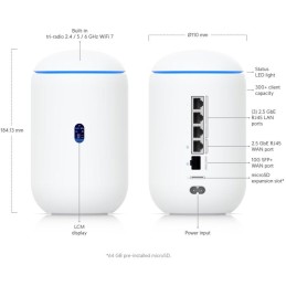 Ubiquiti UniFi Dream Router 7 - Router, 2,4/5/6GHz, Wi-Fi 7, Full UniFi OS, IDS/IPS, 4x 2.5GbE, 1x SFP+, 1x PoE (15W)