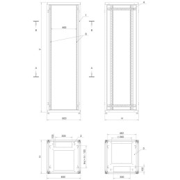 Solarix rozvaděč LC-50 42U, 600x800 RAL 7035, skleněné dveře