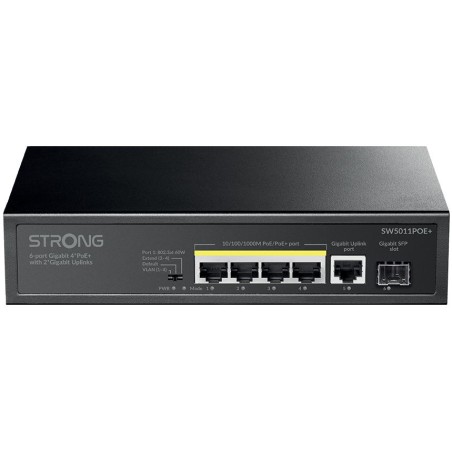 STRONG switch SW5011POE+/ 4x port Gigabit POE+/ 1x Ggabit Uplink port/ 1x Gigabit port SFP/ IEEE802.3af/at/ kovové šasi