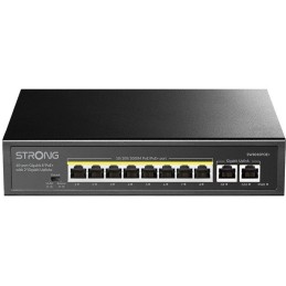 STRONG switch SW8010POE+/ 8x port Gigabit POE+/ 2x Ggabit Uplink port/ IEEE802.3af/at/ kovové šasi/ černý
