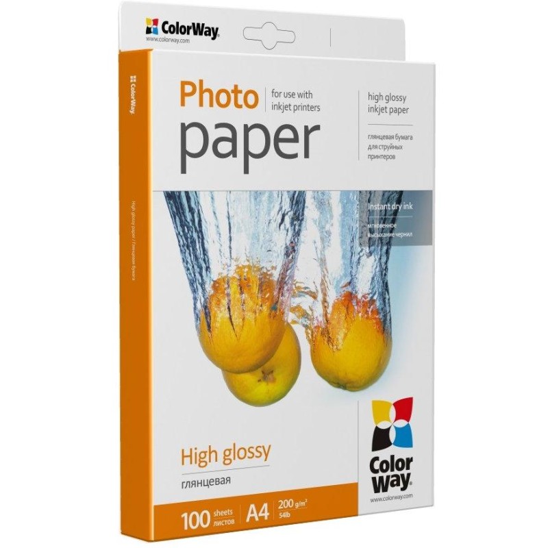COLORWAY fotopapír/ high glossy 200g/m2, A4/ 100 kusů