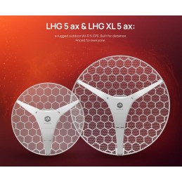 MikroTik LHG 5 XL ax, outdoor klient, anténa 27 dBi, 7°, GbE, 802.11a/n/ac/ax, L3 (5GHz)