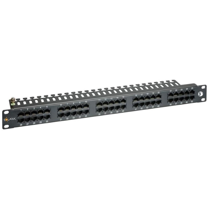 Solarix Eth.Patch p ISDN panel 50 x RJ45 černý 1U