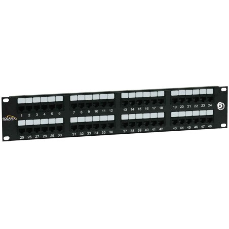 Solarix patch panel 48 x RJ45 CAT6 UTP 350 MHz cerný 2U