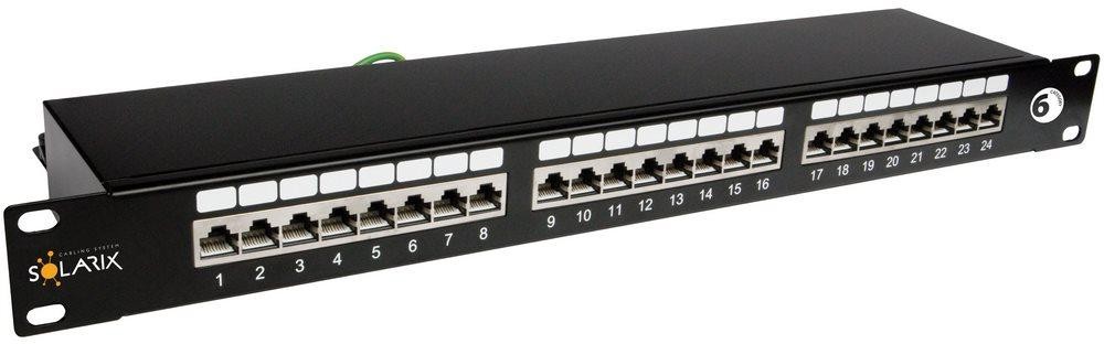 Solarix Patch panel 24 x RJ45 CAT6 STP čierny 1U