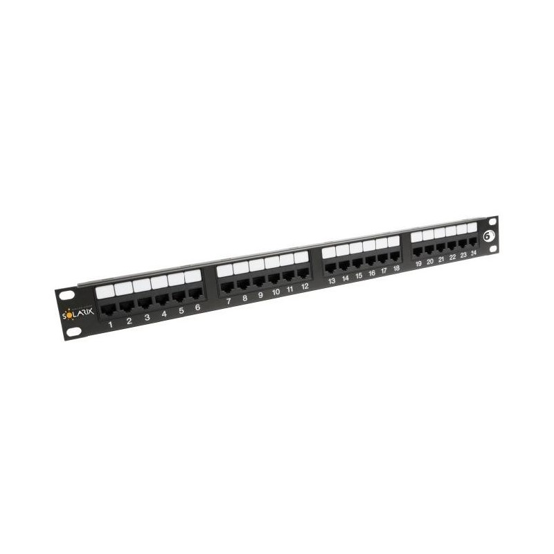 Solarix Patch panel  24 x RJ45 CAT6 UTP 350 MHz černý 1U