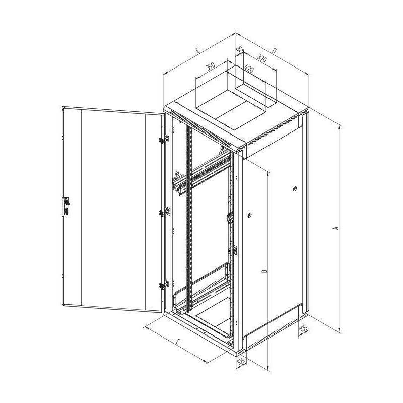 Triton 19" rozvaděč stojanový 32U/800x900, rozebíratelný, perforované přední dveře