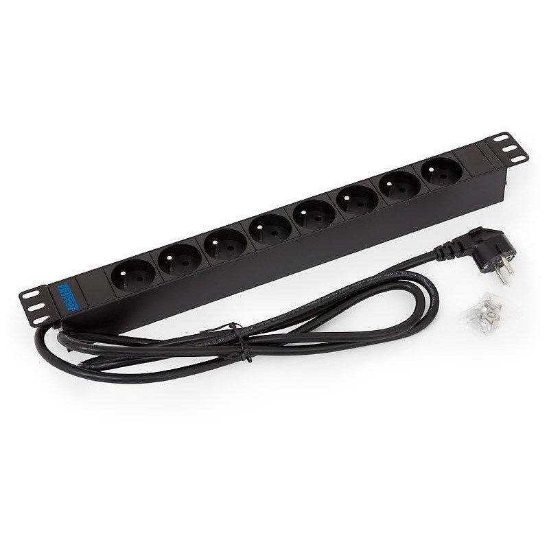 Triton 19" zásuvka 8xCZ ,3x1.5mm 2m kabel CZ-DE, RAL9005