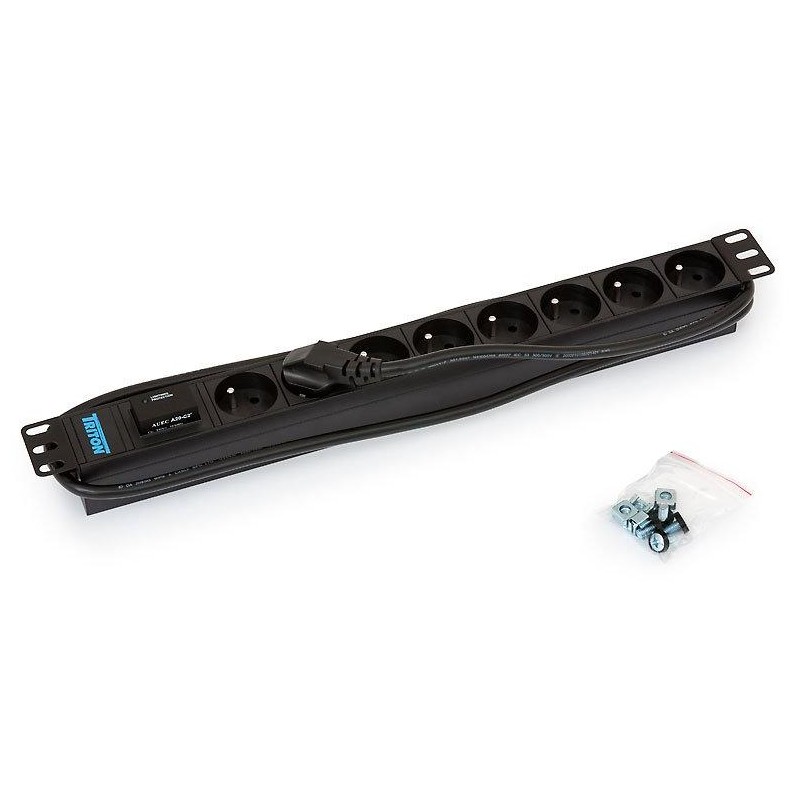 Triton 19',8xCZ zásuvka,bleskojistka,3x1.5mm 2m kabel CZ-DE, RAL9005