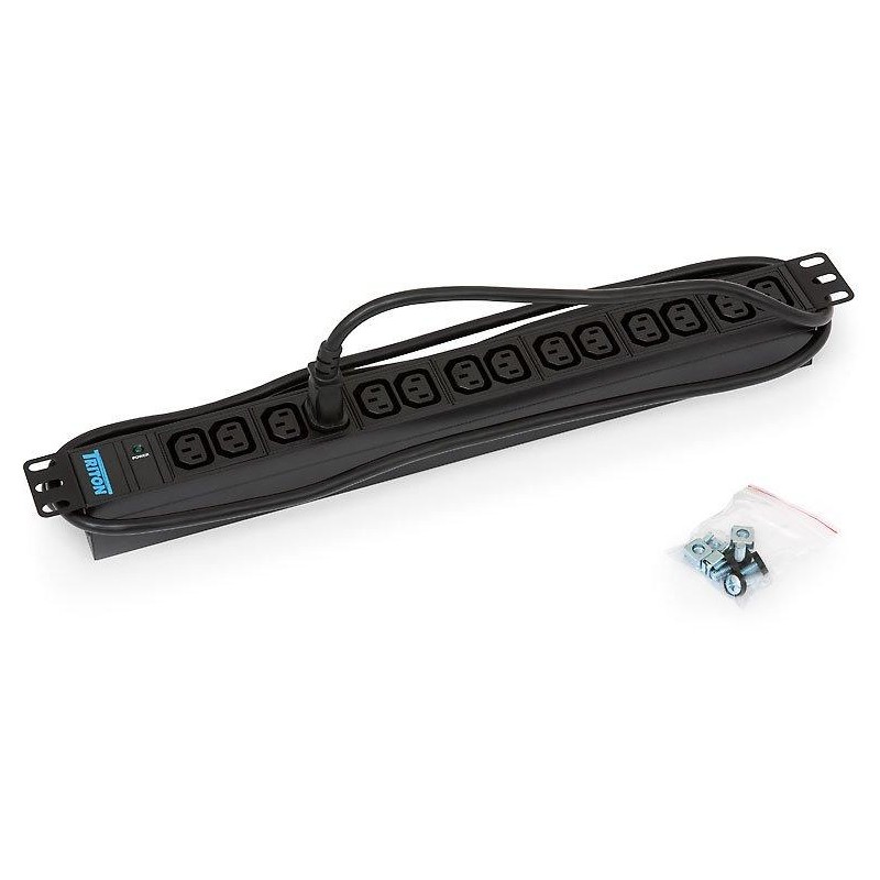 Triton 19',14xIEC C13,kontrol.,3x1.5mm 2m kabel  IEC320 C14, RAL9005