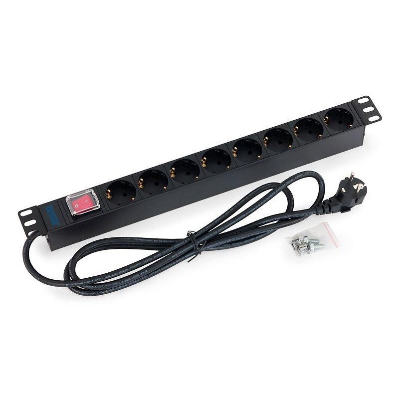 Triton 19',8xDE zásuvka,vypínač,3x1.5mm 2m kabel CZ-DE, RAL9005