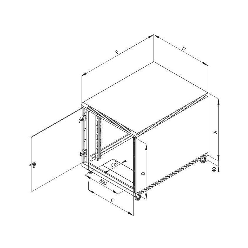 Triton 19" kontejnerový rozvaděč 12U, 1000hl, barva černá, perf.plech dveře