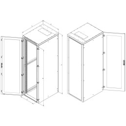 Triton 19" rozvaděč stojanový 37U/600x800 IP54,tříbod.z.,pro montáž chl.j.