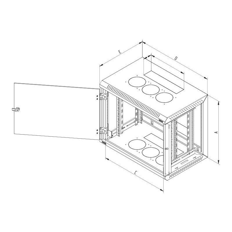 Triton 19" rozvaděč jednodílný 12U/500mm odním. boční kryty, perf. plech. dveře