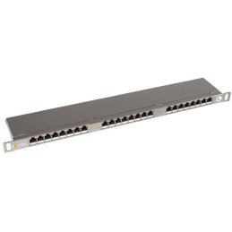 Solarix Patch panel  24xRJ45 CAT5E STP s vyvazovací lištou nerez 0,5U SX24HD-5E-STP-SL