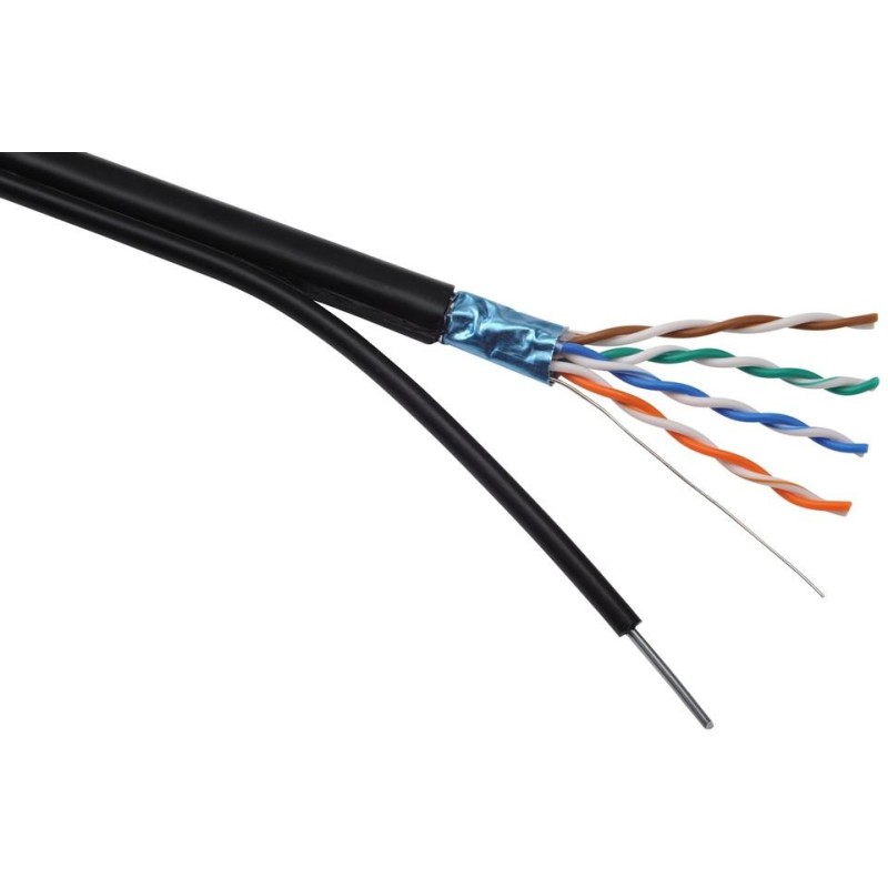 Solarix Kabel FTP PE drát c5e  venkovní, samonosný, 305m
