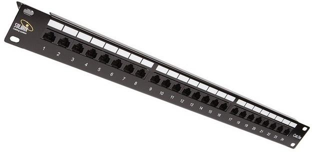 Solarix 19" Patch panel 24 x RJ45 CAT5E UTP 150 MHz čierny 1U, SX24-5E-UTP-BK