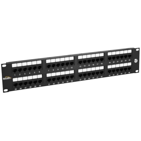 Solarix 19" Patch panel 48 x RJ45 CAT5E UTP 150 MHz černý 2U,  SX48-5E-UTP-BK