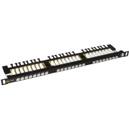 Solarix 19" Patch panel 24xRJ45 CAT6 UTP s vyvaz.lištou černý 0,5U, SX24HD-6-UTP-BK