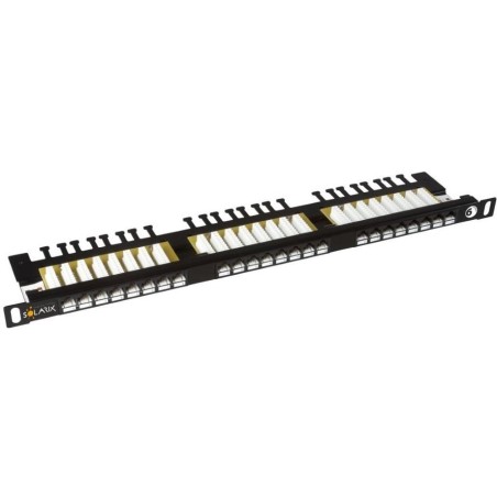 Solarix 19" Patch panel 24xRJ45 CAT6 UTP s vyvaz.lištou černý 0,5U, SX24HD-6-UTP-BK
