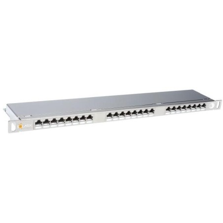 Solarix 19" Patch panel 24xRJ45 CAT6 STP s vyvaz.lištou nerez 0,5U, SX24HD-6-STP-SL
