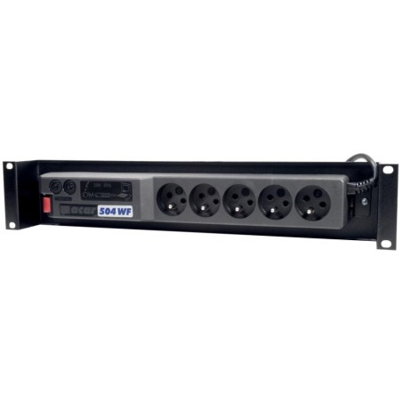 Solarix Acar 19"  rozvodný panel 2U 5x230V ČSN vypínač, bleskojistka,černý, 3m