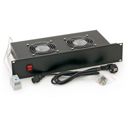 Triton 19" horizontální ventilační jednotka, 2 ventilátory, 2U, 220 V / 30 W, bimetalový termostat