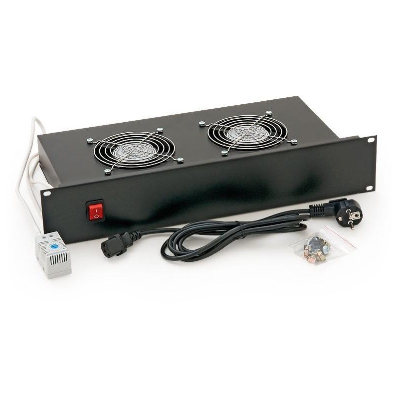 Triton 19" horizontální ventilační jednotka, 2 ventilátory, 2U, 220 V / 30 W, bimetalový termostat