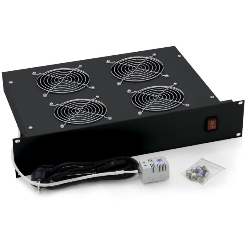 Triton 19" horizontální ventilační jednotka, 4 ventilátory, 2U, 220 V / 60 W, bimetalový termostat