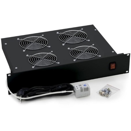 Triton 19" horizontální ventilační jednotka, 4 ventilátory, 2U, 220 V / 60 W, bimetalový termostat