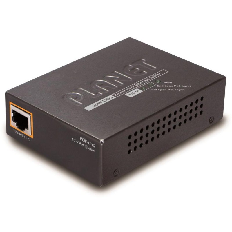 Planet POE-171S Ultra PoE splitter 802.3at do 60W - 12/19/24V,  1000Base-T, -10 až 60°C, desktop