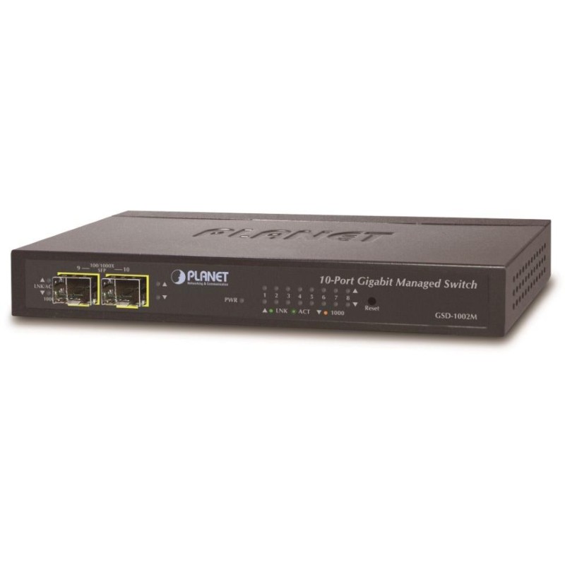 Planet GSD-1002M L2 switch, 8x1Gb, 2x1Gb SFP, 48-56VDC, fanless