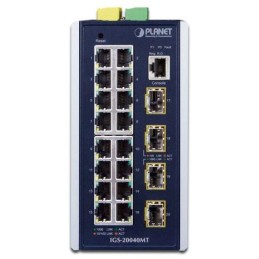 Planet IGS-20040MT L3 switch, 16x1Gb, 4x1Gb SFP, 9-48VDC, -40~75°C, IP30