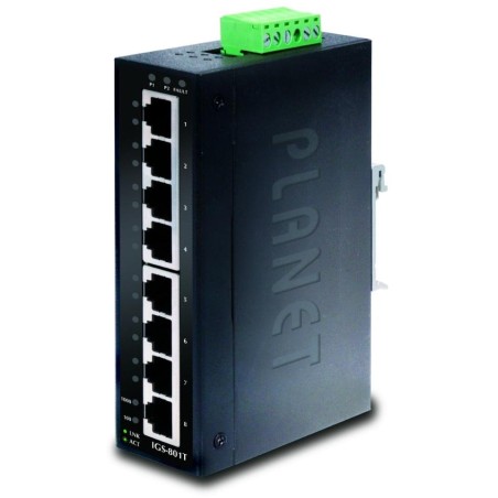 Planet IGS-801T Průmyslový Switch 8x1Gb RJ45, -40 +75°C, IP30, EFT+ESD, 12-48VDC, fanless