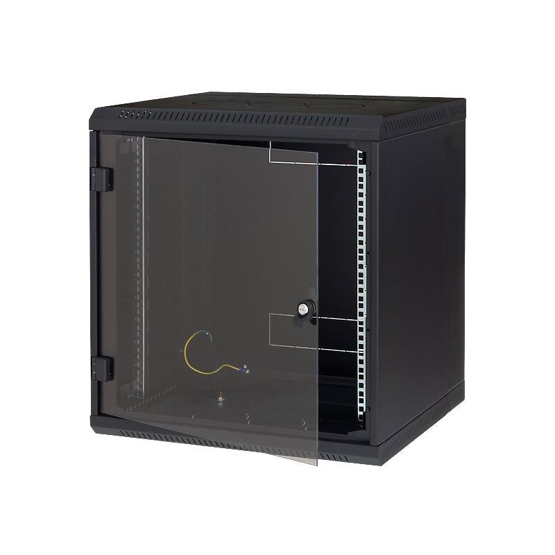 Triton 19" rozvaděč jednodílný 9U/400mm, celoskleněné dveře, černý