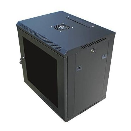 DATACOM 19" rozvaděč nástěnný 9U/450mm černý, skleněné dveře
