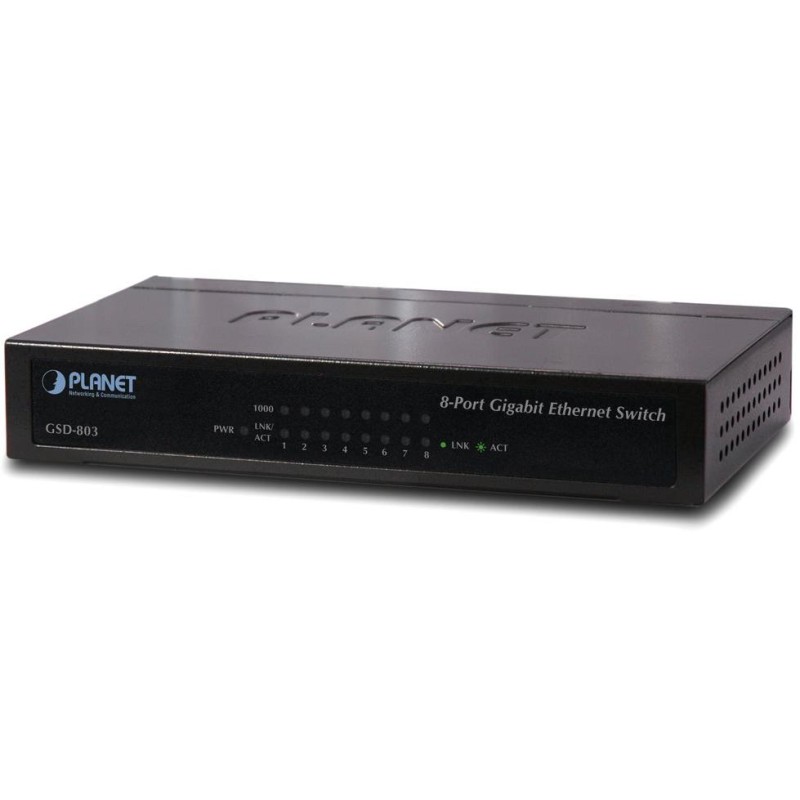 Planet GSD-803 switch  10/100/1000 (8x1000Base-T), EuP, 802.3az, kov, fanless