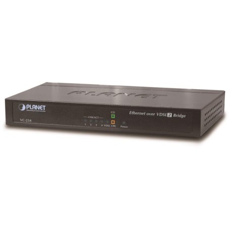 Planet VC-234 Ethernet po VDSL bridge, 4x 10/100/1000 RJ45 na pár VDSL/VDSL2, do 1,4km, 30a profil