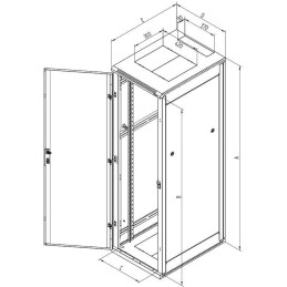 Triton dveře pro 19" rozvaděč jednodílný 15U/400mm odnímatelné boční kryty, zinek
