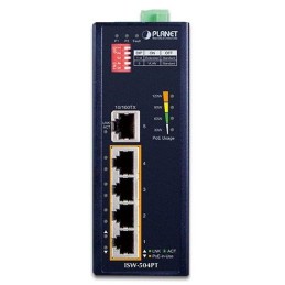 Planet ISW-504PT Průmyslový Switch 5x RJ-45, VLAN + Extend, -40~+75°C, PoE+ 802.3af/at 120W, 12-48VDC power-in