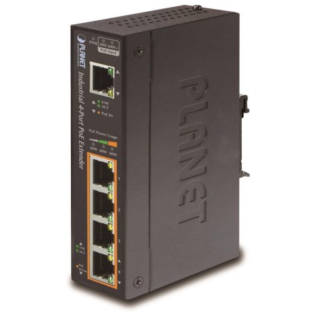 Planet průmyslový PoE/LAN extender, 1xPoE-in, 4xPoE-out 60W, 802.3bt/at/af, Gigabit, IP67, ESD+EFT, -40~75°C