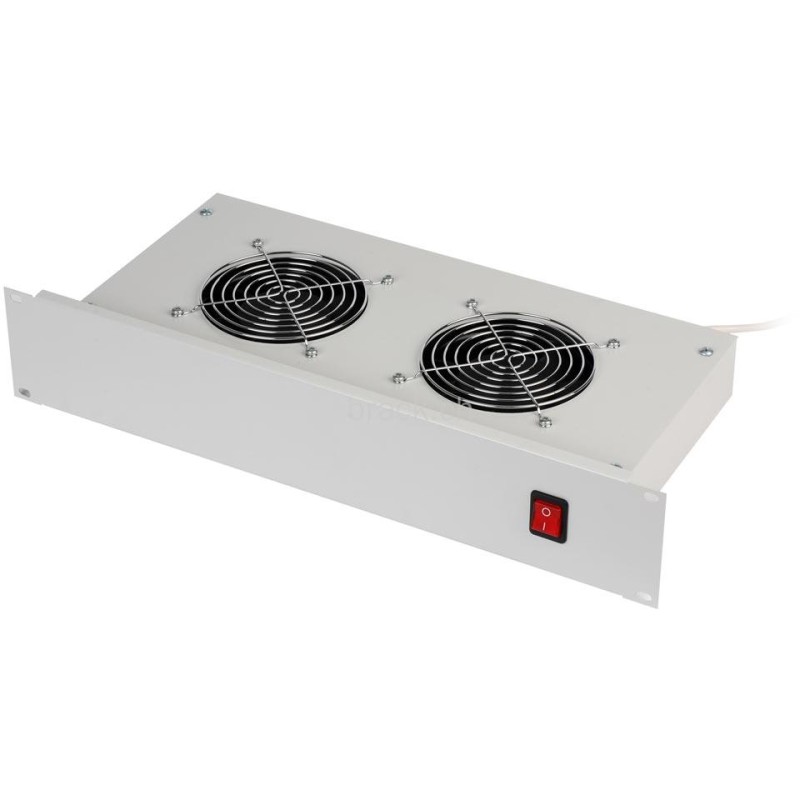 Triton 19" horizontální ventilační jednotka, 2 ventilátory, 2U, 220 V / 30 W, bimetalový termostat, šedá
