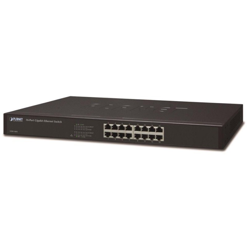 Planet GSW-1601 Switch 16x 10/100/1000, kov, rackmount, fanless